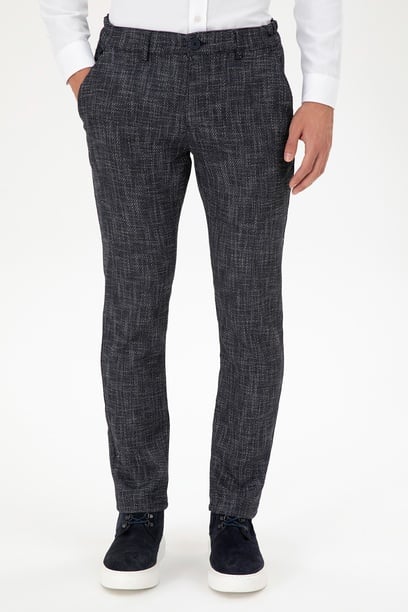 Erkek Slim Fit Lacivert Kanvas Pantolon