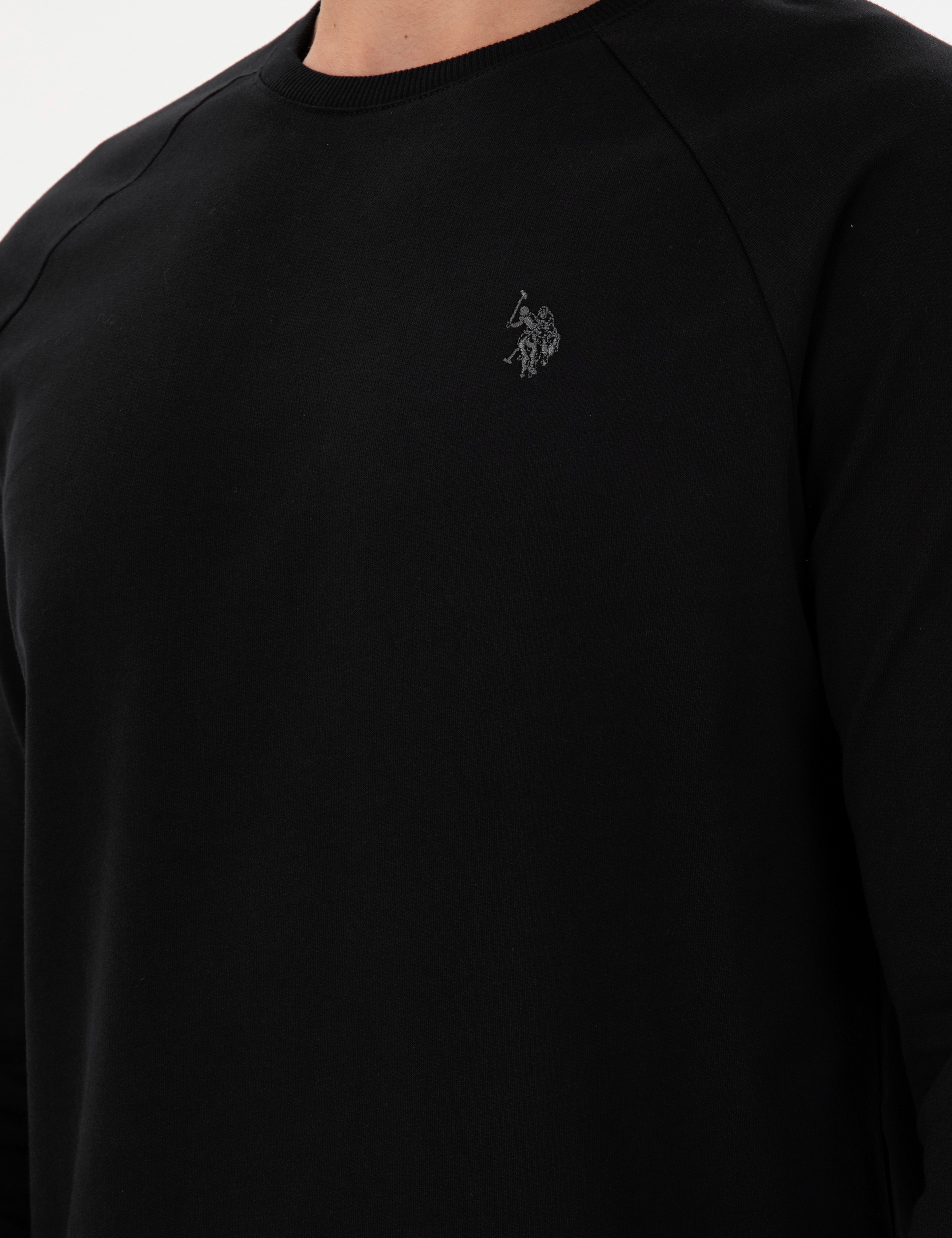 Erkek Siyah Basic Sweatshirt - Image 7