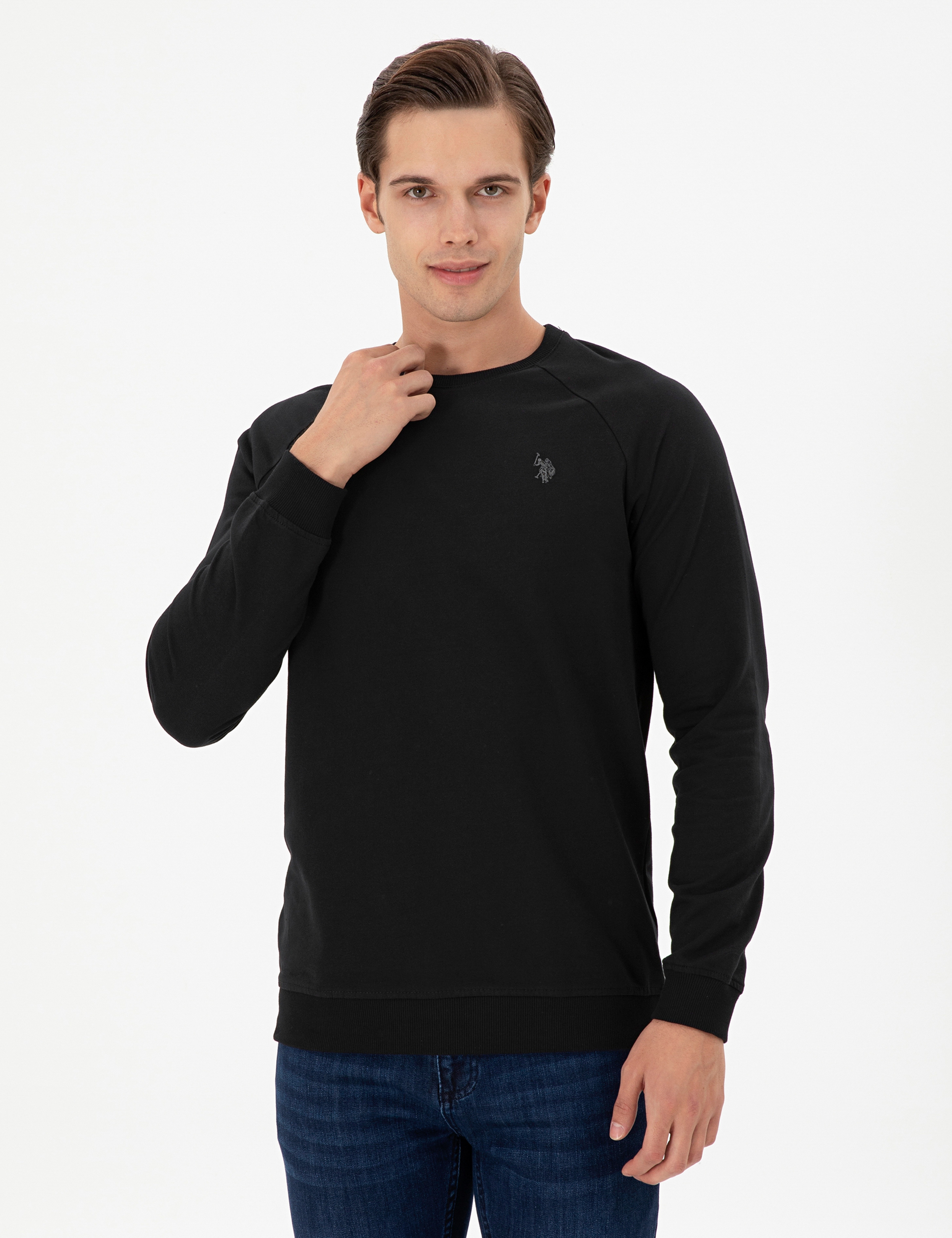 Erkek Siyah Basic Sweatshirt - Image 1