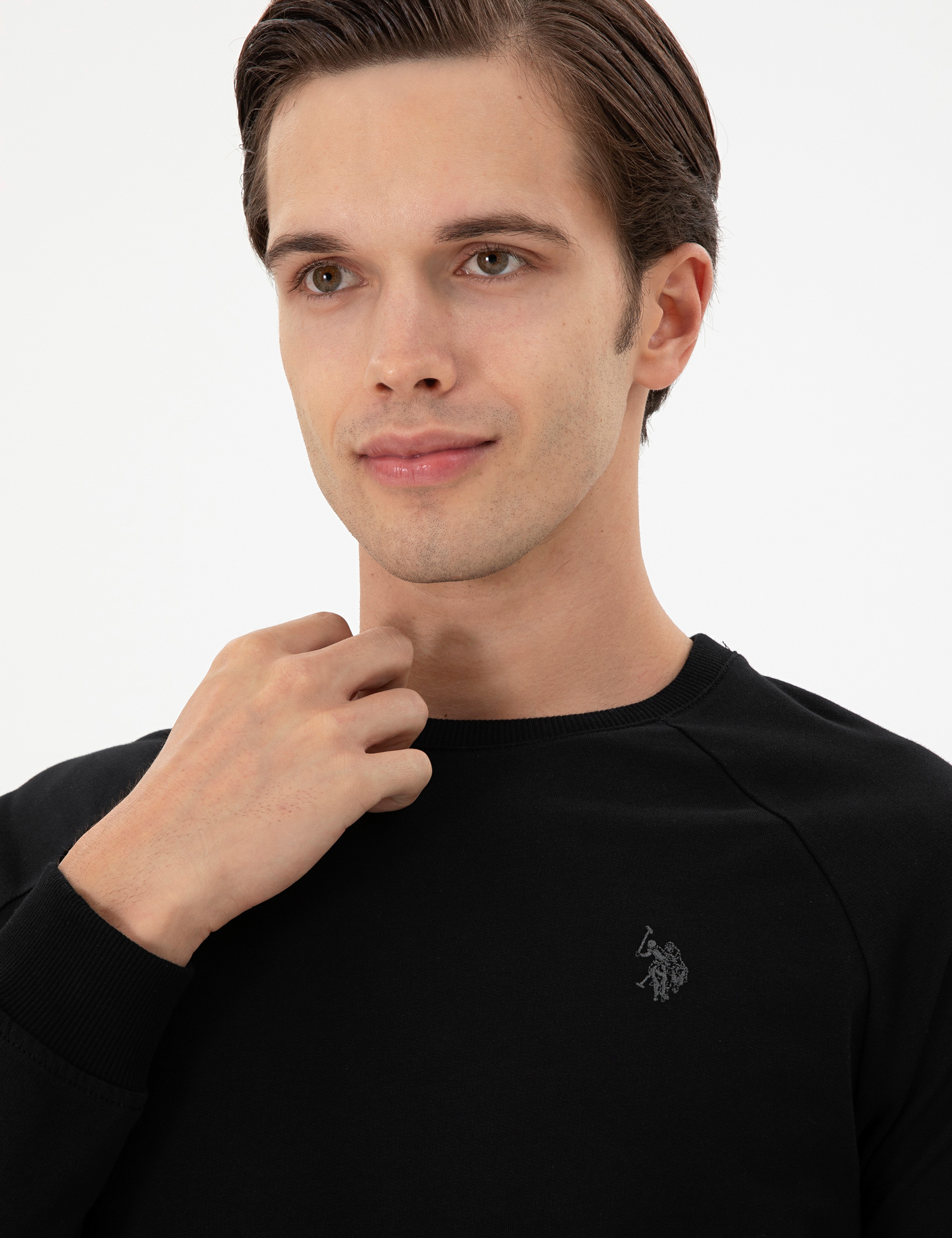 Erkek Siyah Basic Sweatshirt - Image 2
