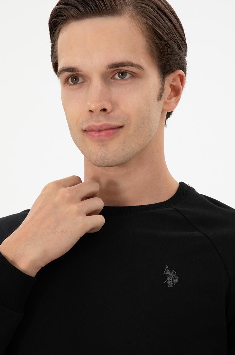 Erkek Siyah Basic Sweatshirt