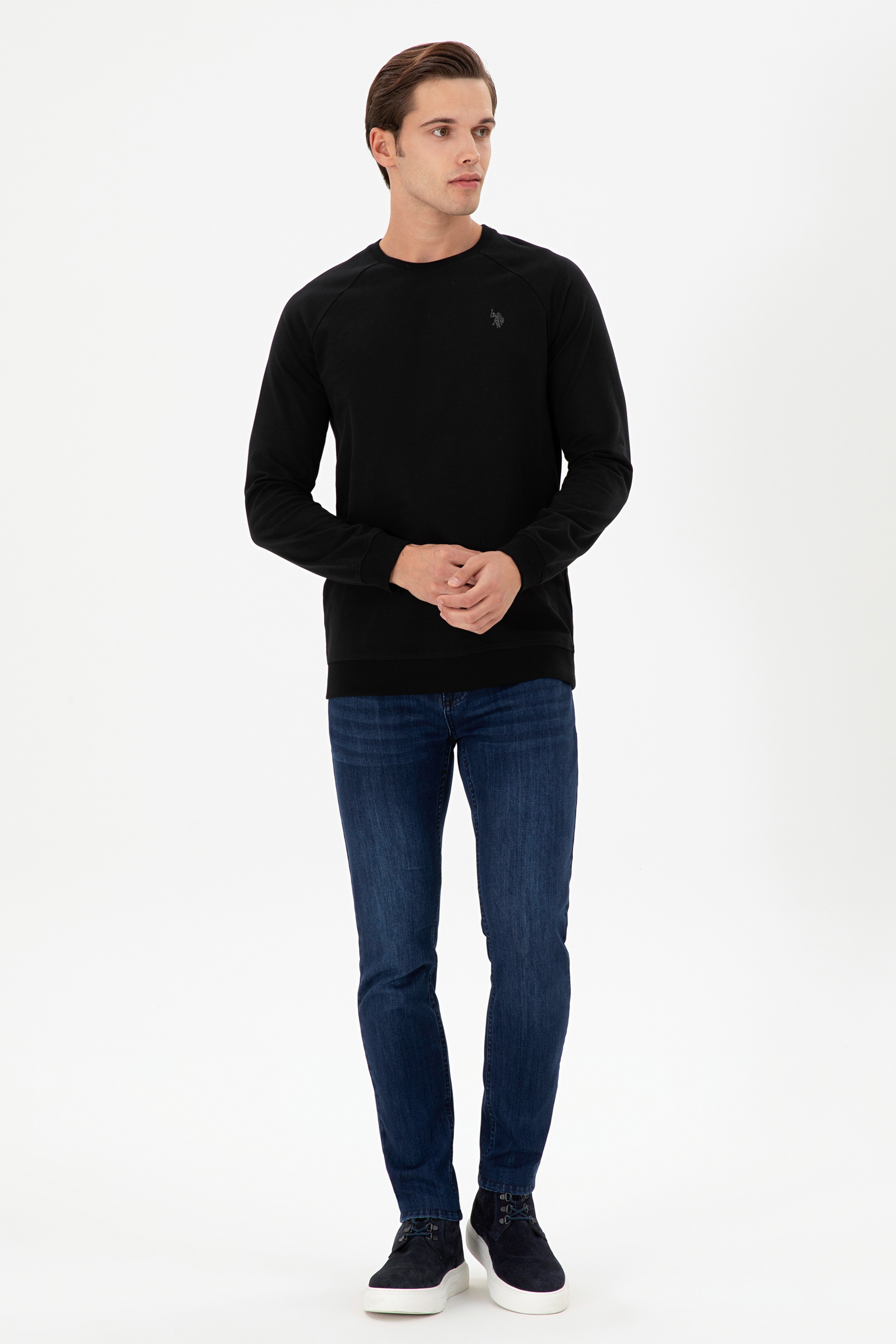 Erkek Siyah Basic Sweatshirt