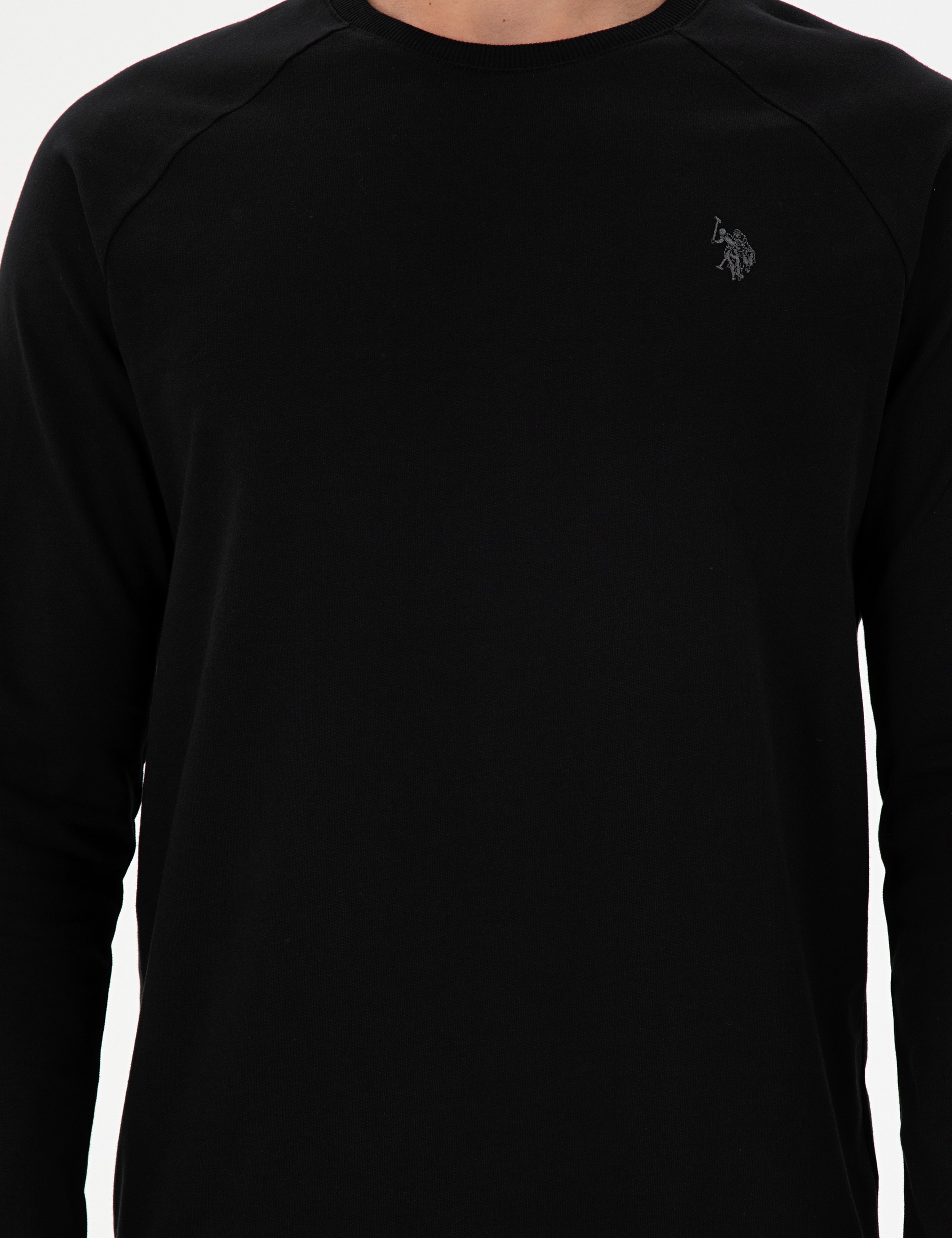 Erkek Siyah Basic Sweatshirt - Image 6