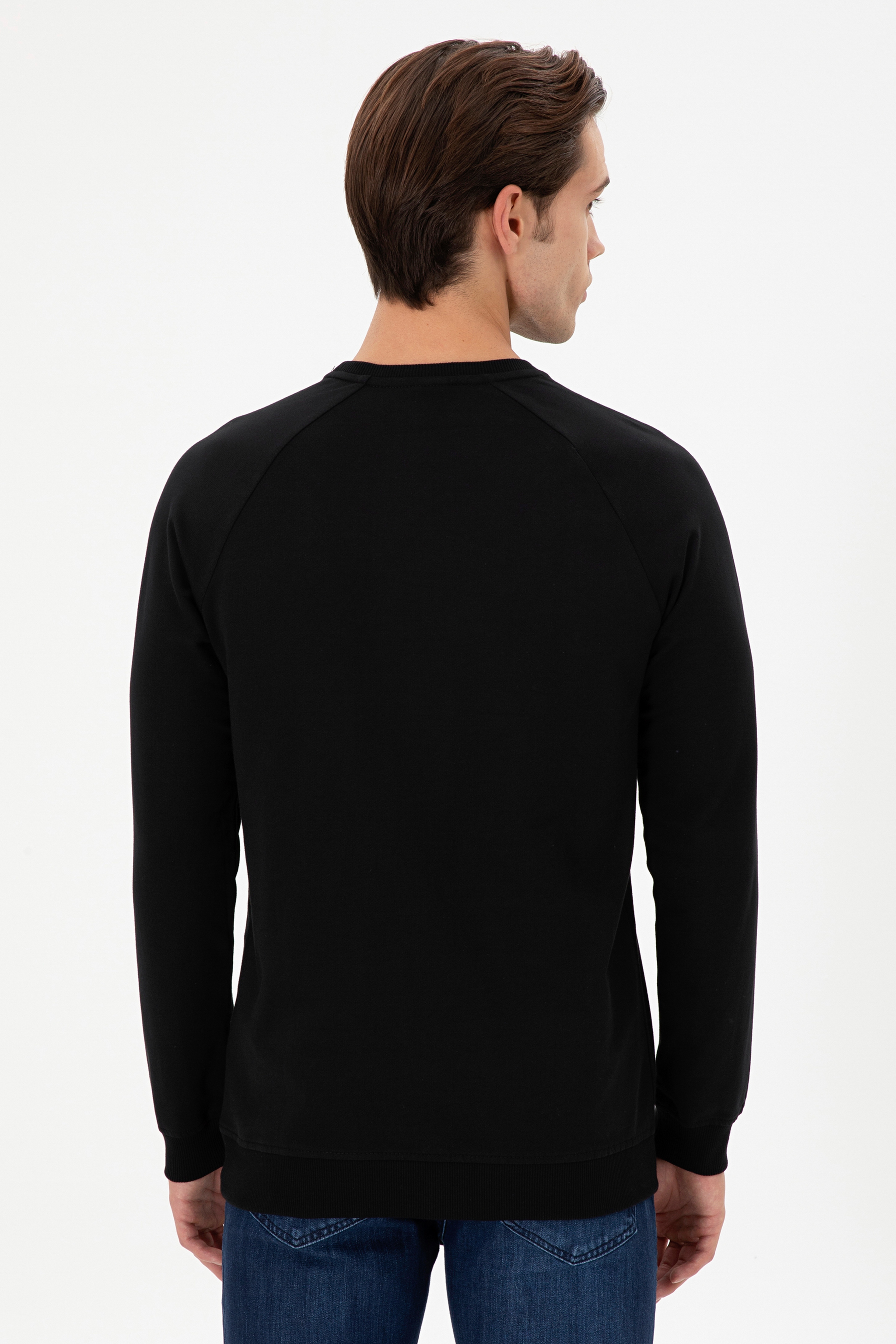Erkek Siyah Basic Sweatshirt