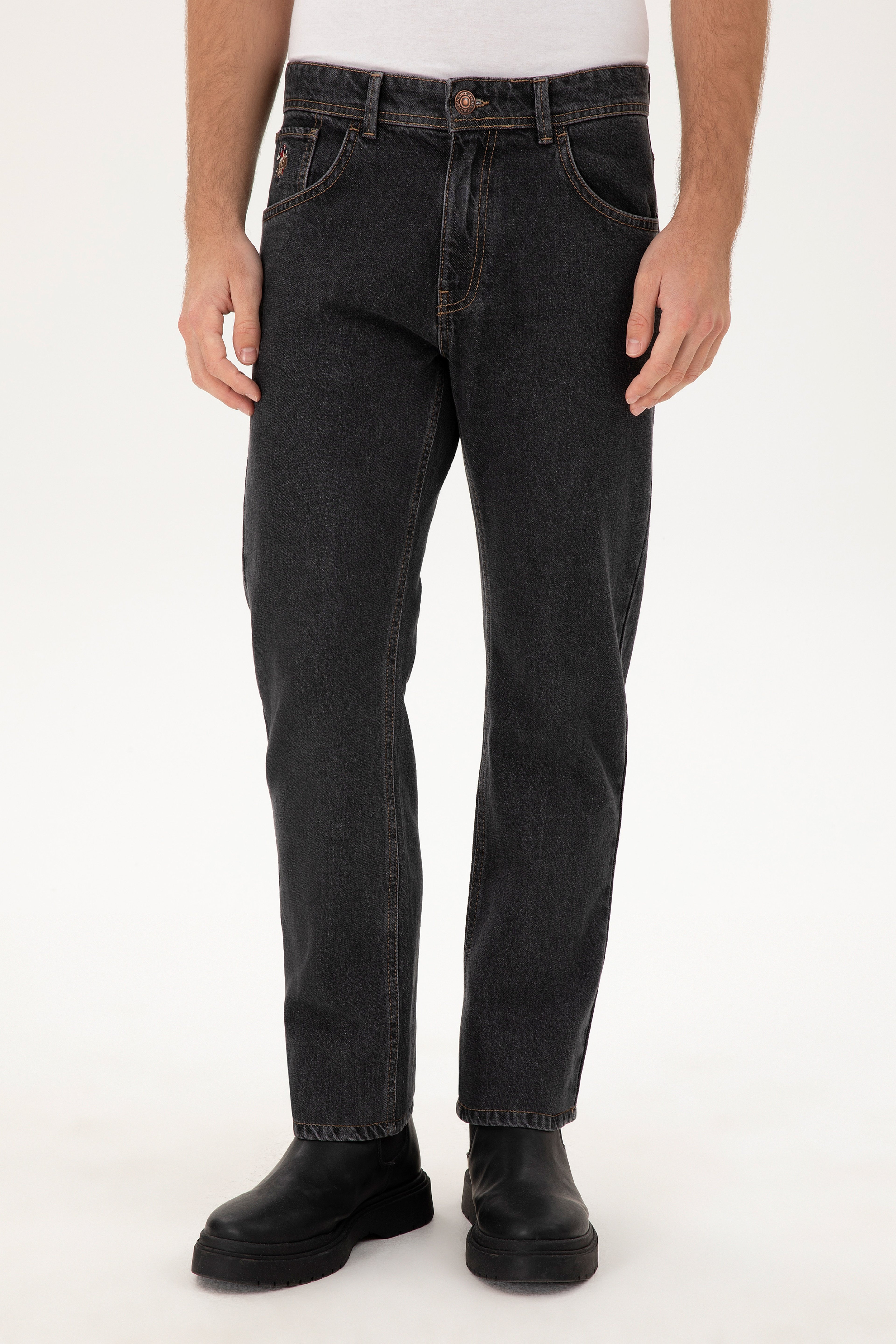 Erkek Siyah Straight Fit Jean Pantolon - Image 2