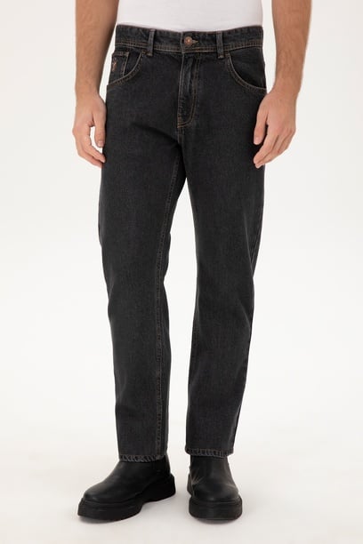 Erkek Siyah Straight Fit Jean Pantolon