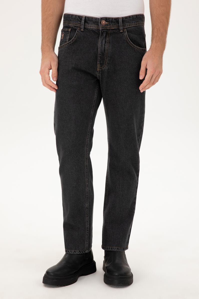 Erkek Siyah Straight Fit Jean Pantolon