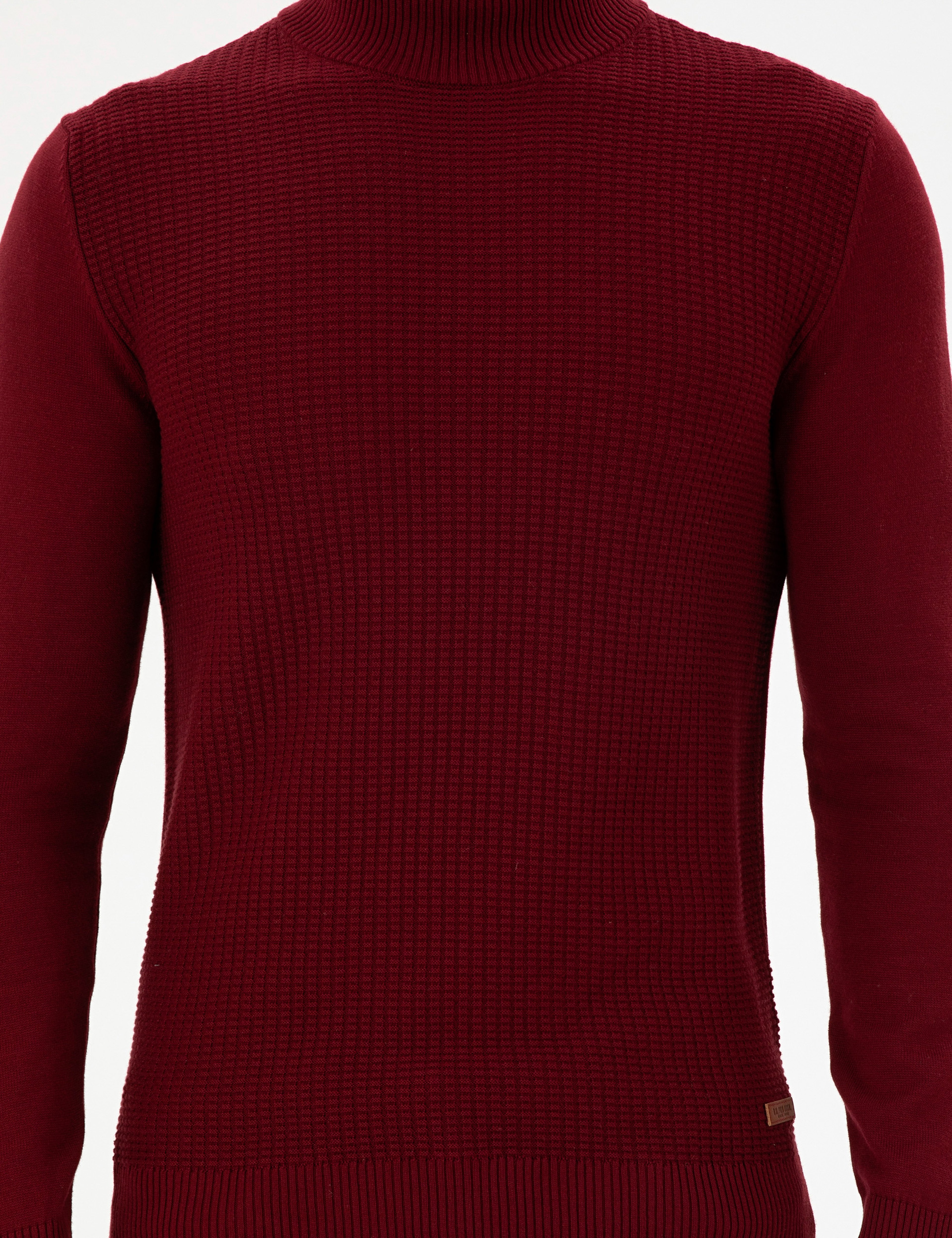 Erkek Slim Fit Yarım Balıkçı Yaka Bordo Kazak - Image 6