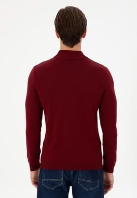 Erkek Slim Fit Yarım Balıkçı Yaka Bordo Kazak - 50297054016