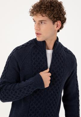 Erkek Lacivert Triko Hırka - 50294136027