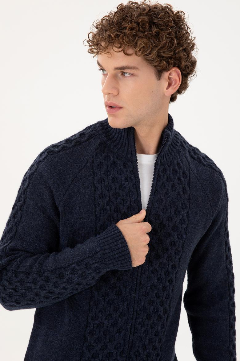 Erkek Lacivert Triko Hırka - 50294136027