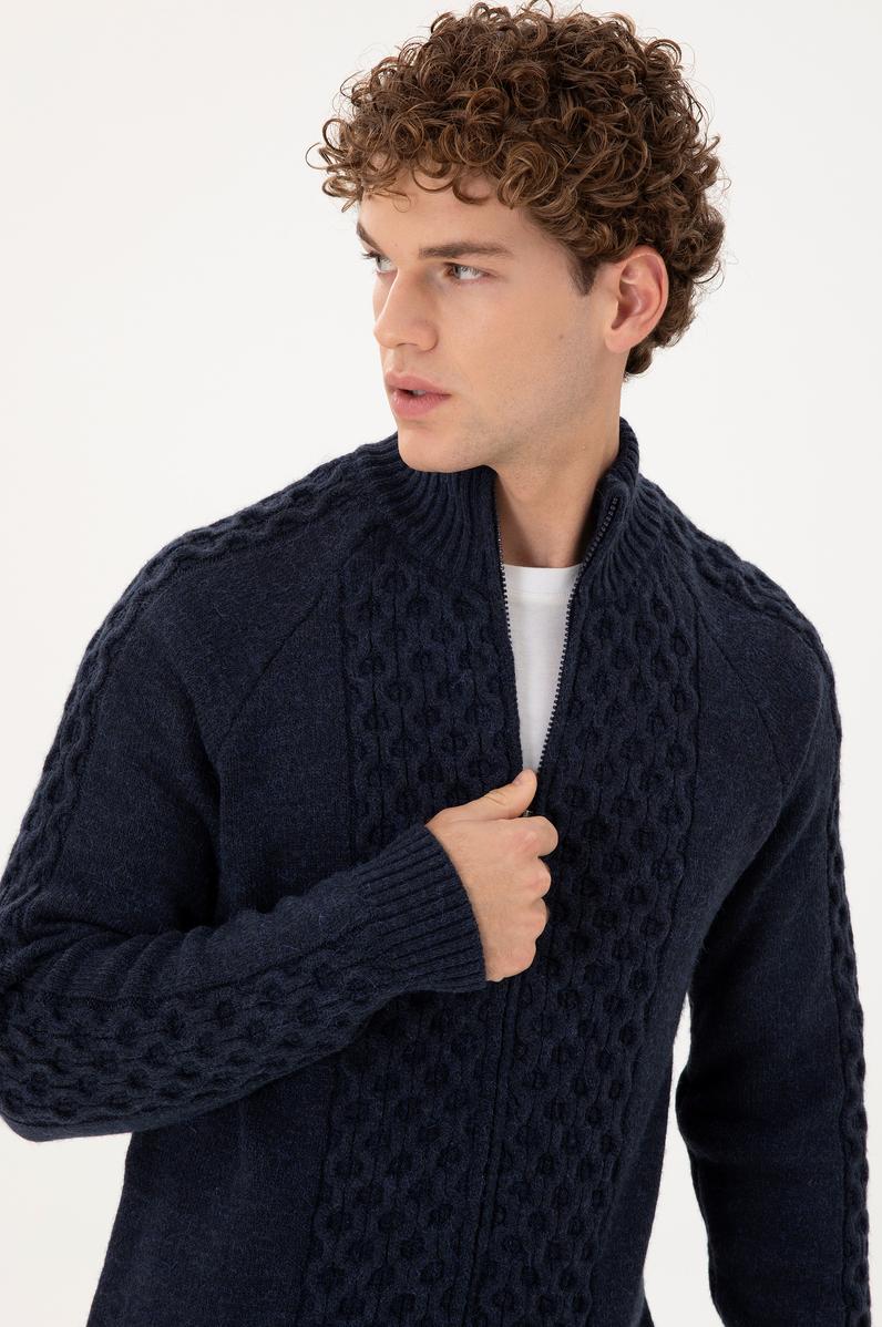 Erkek Lacivert Triko Hırka