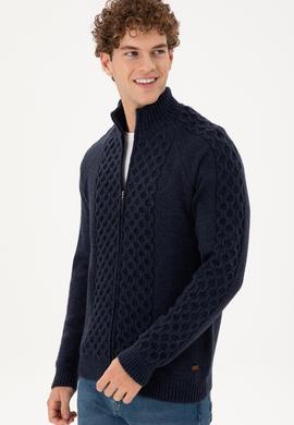 Erkek Lacivert Triko Hırka - 50294136027