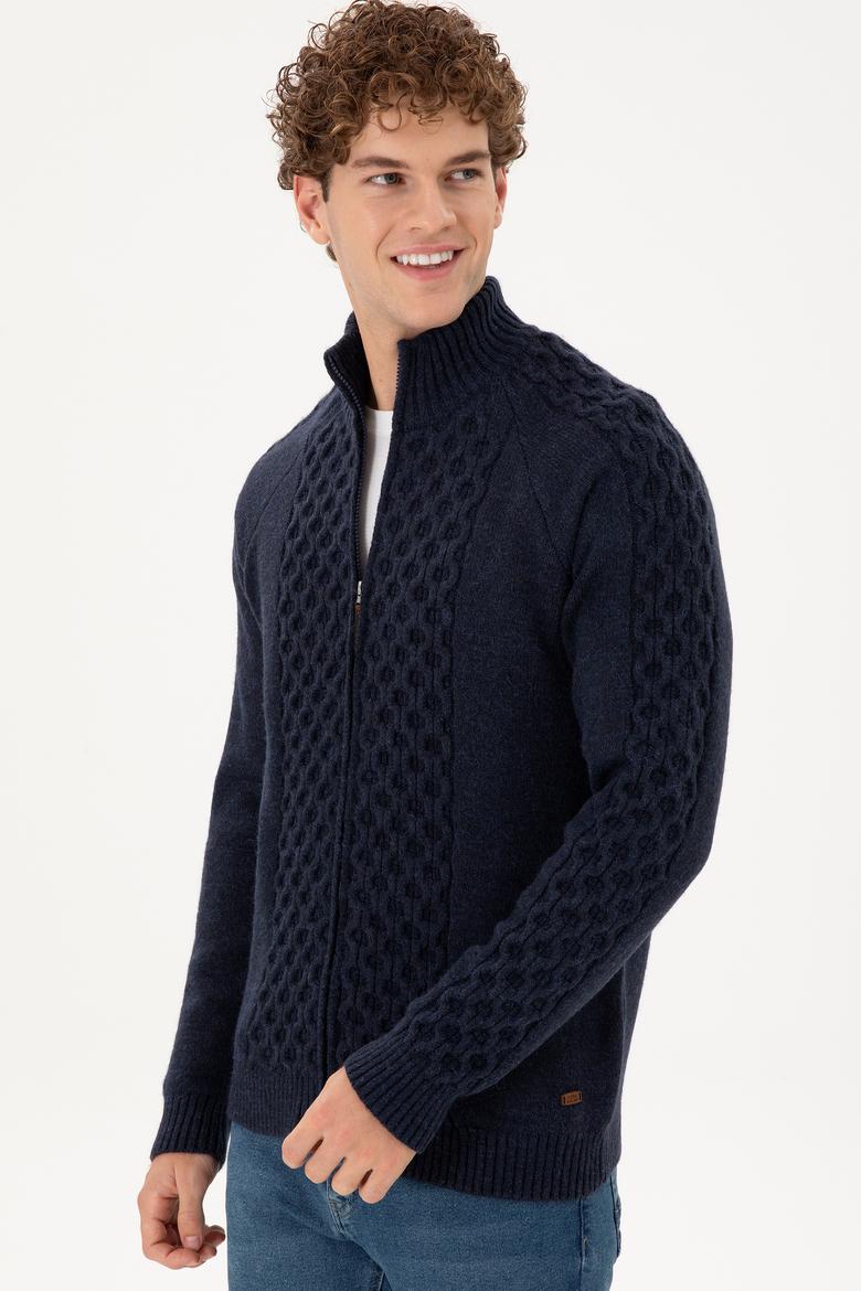 Erkek Lacivert Triko Hırka - 50294136027