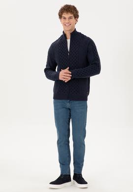 Erkek Lacivert Triko Hırka - 50294136027