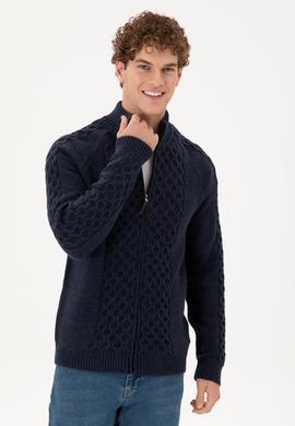 Erkek Lacivert Triko Hırka - 50294136027