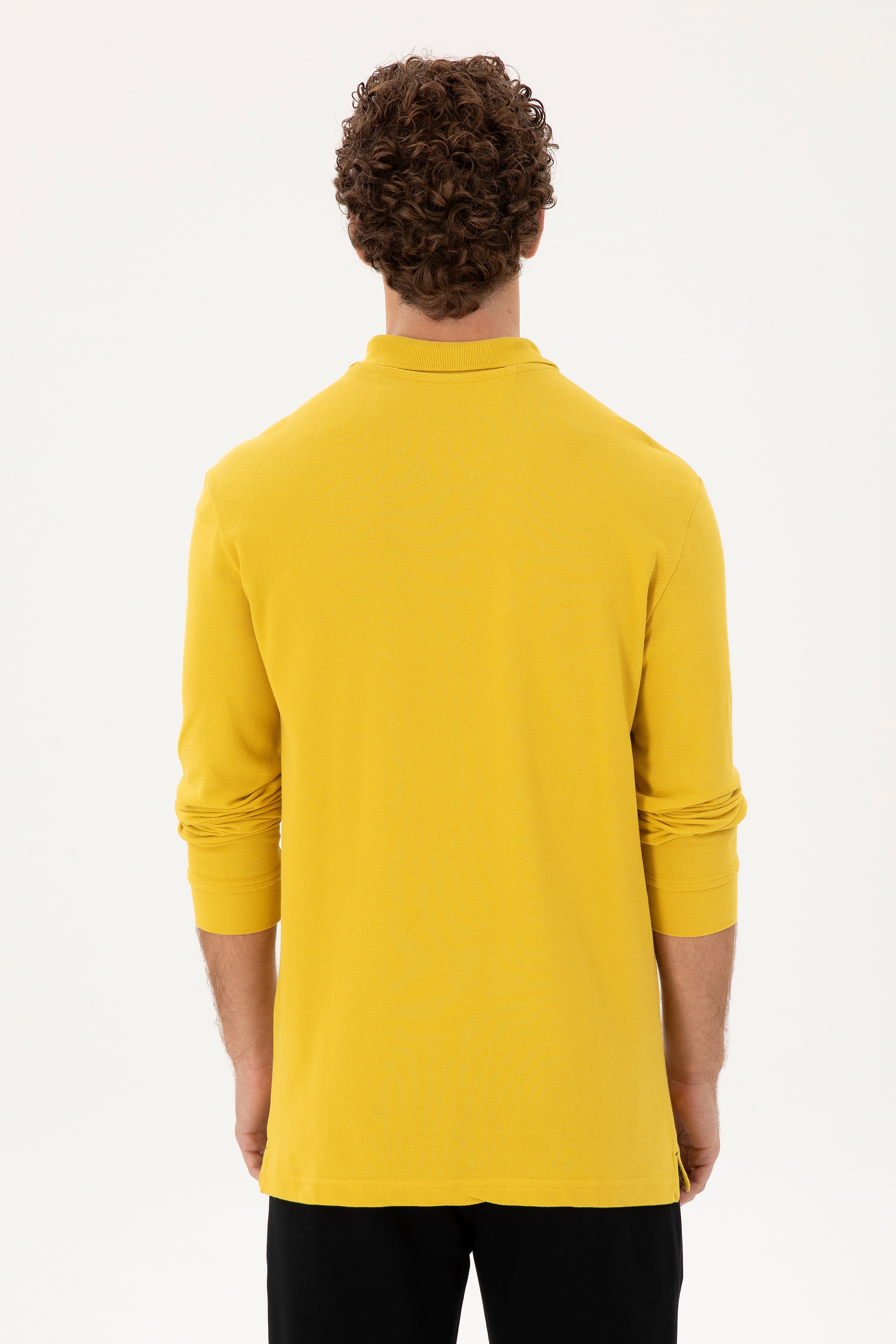 Erkek Sarı Basic Sweatshirt - Image 5