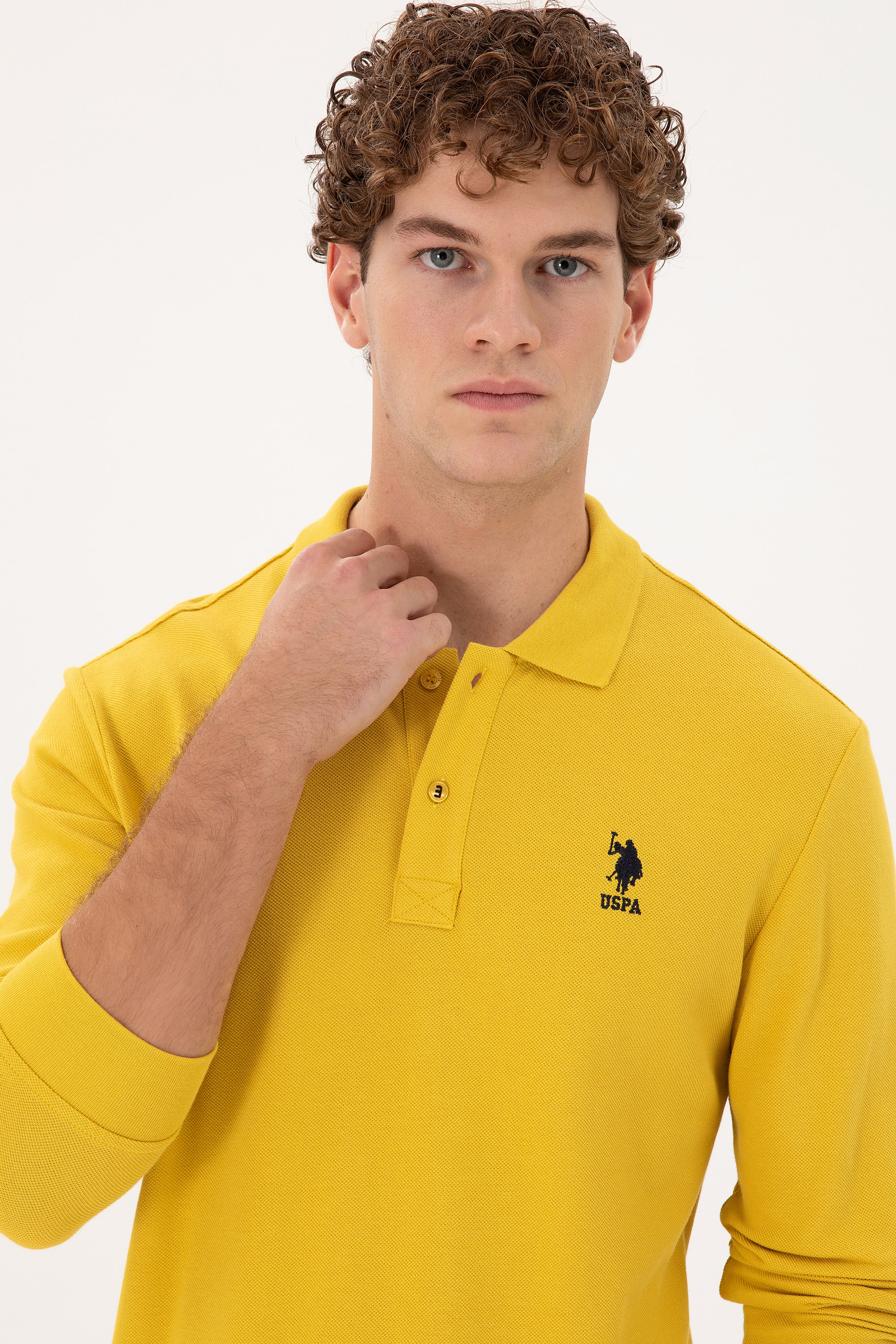 Erkek Sarı Basic Sweatshirt - Image 2