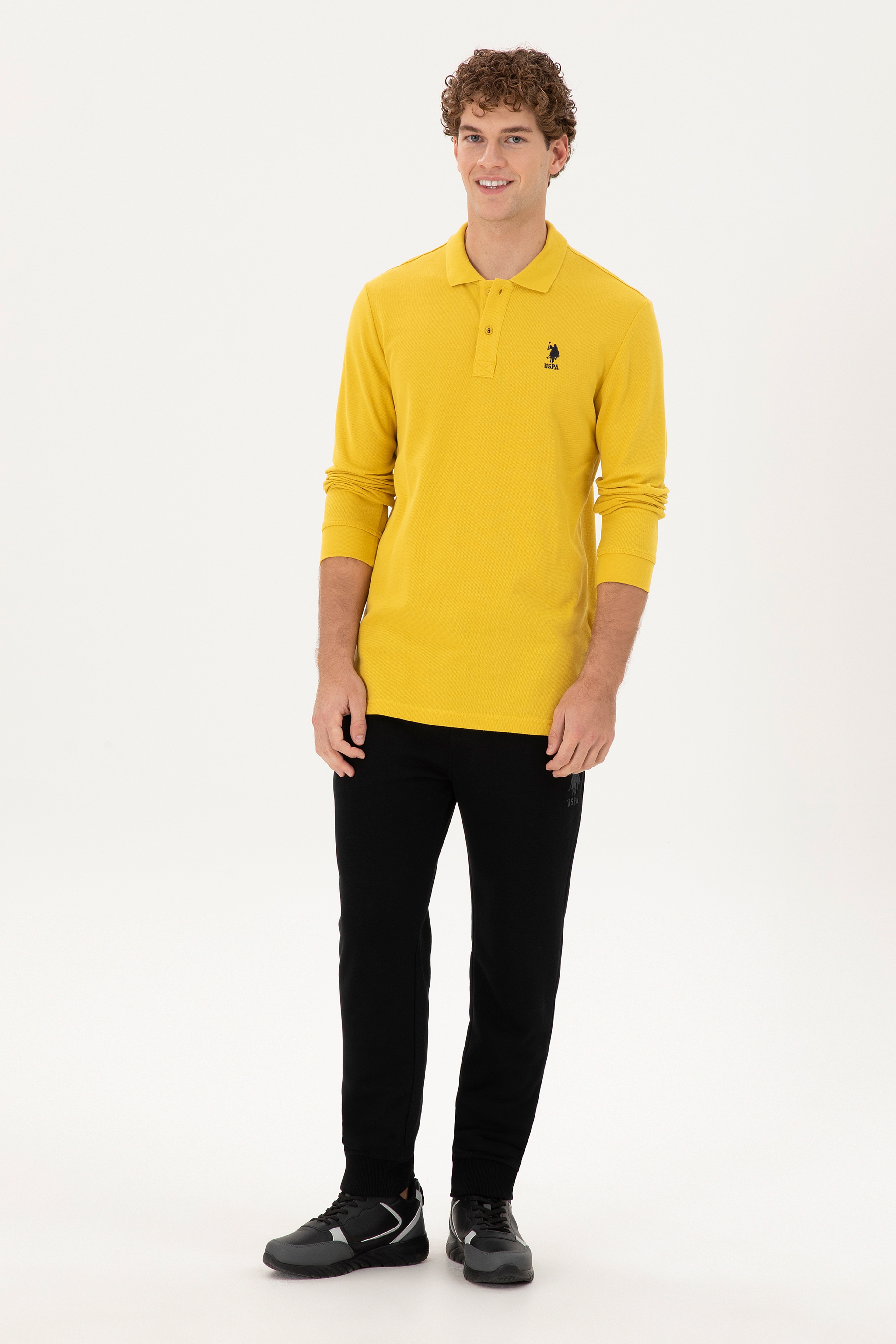 Erkek Sarı Basic Sweatshirt - Image 4