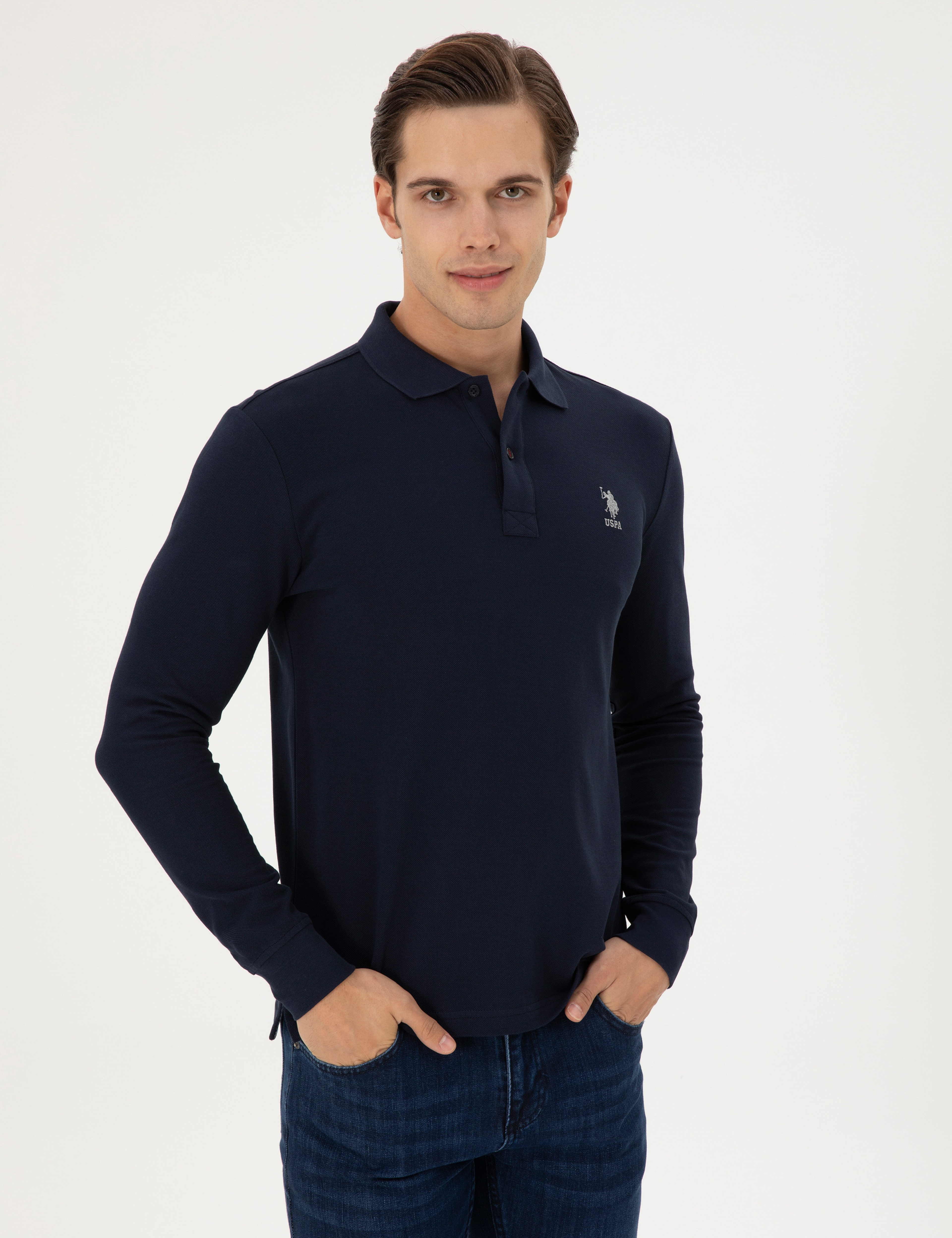 Erkek Lacivert Basic Sweatshirt - Image 3