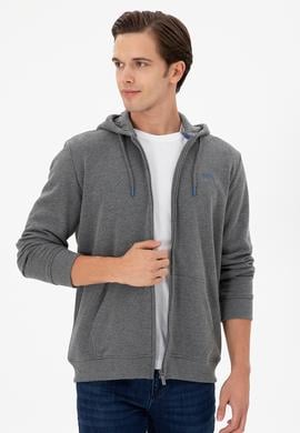 Erkek Antrasit Melanj Şardonlu Örme Hırka - 50293146015