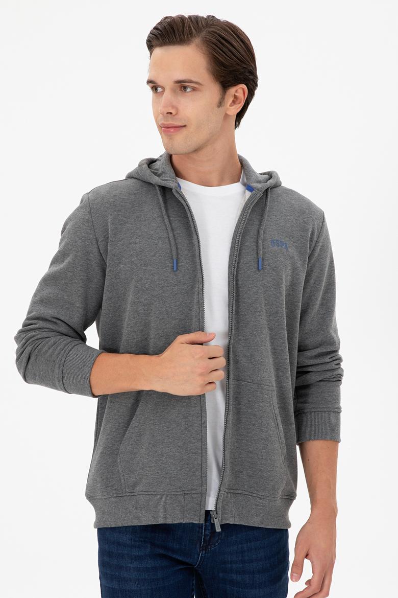 Erkek Antrasit Melanj Şardonlu Örme Hırka