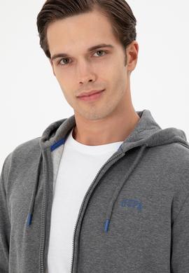 Erkek Antrasit Melanj Şardonlu Örme Hırka - 50293146015