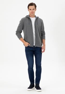 Erkek Antrasit Melanj Şardonlu Örme Hırka - 50293146015