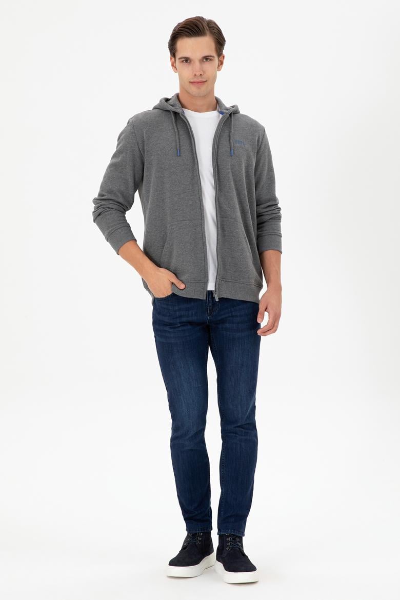 Erkek Antrasit Melanj Şardonlu Örme Hırka - 50293146015