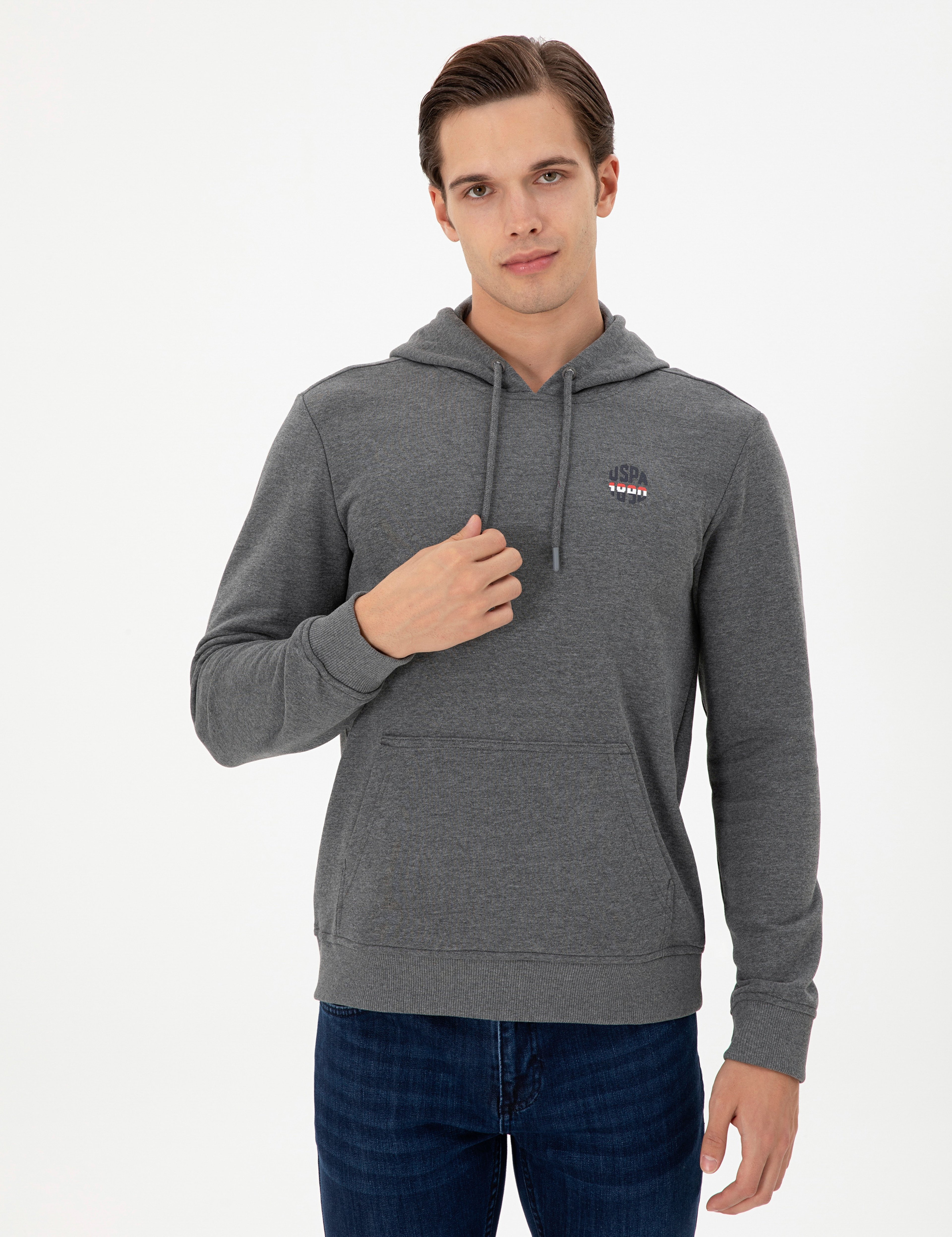 Erkek Antrasit Melanj Sweatshirt - Image 3