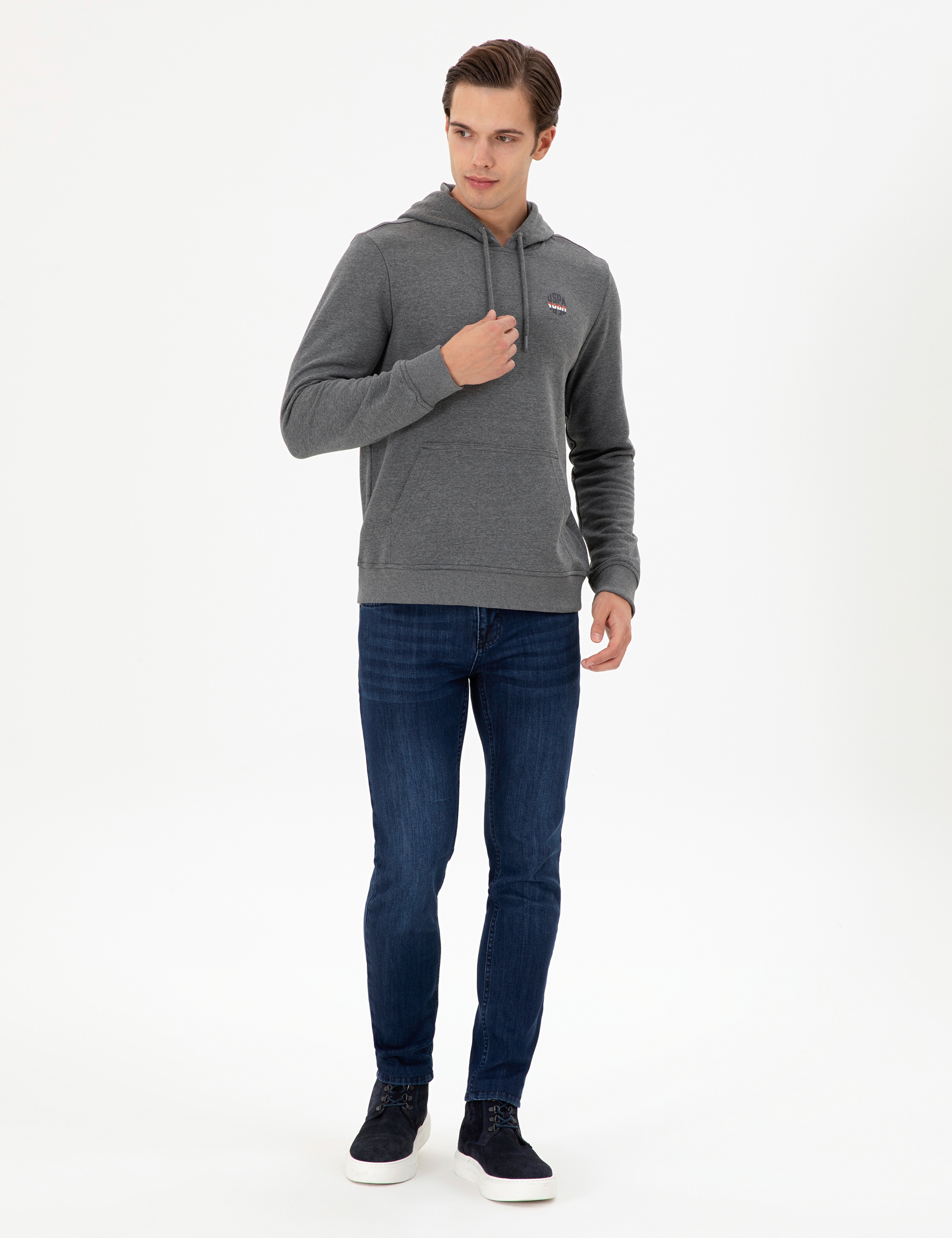 Erkek Antrasit Melanj Sweatshirt - Image 4