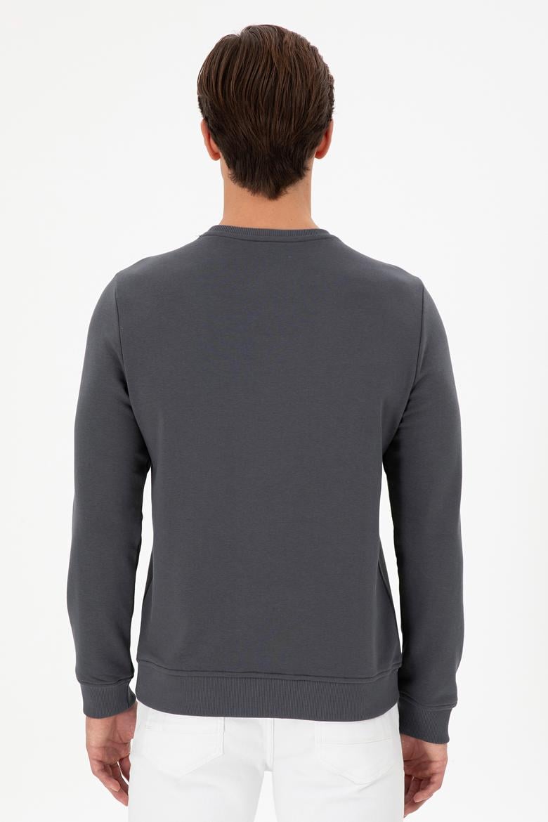 Erkek Regular Fit Bisiklet Yaka Antrasit Sweatshirt - 50293424018