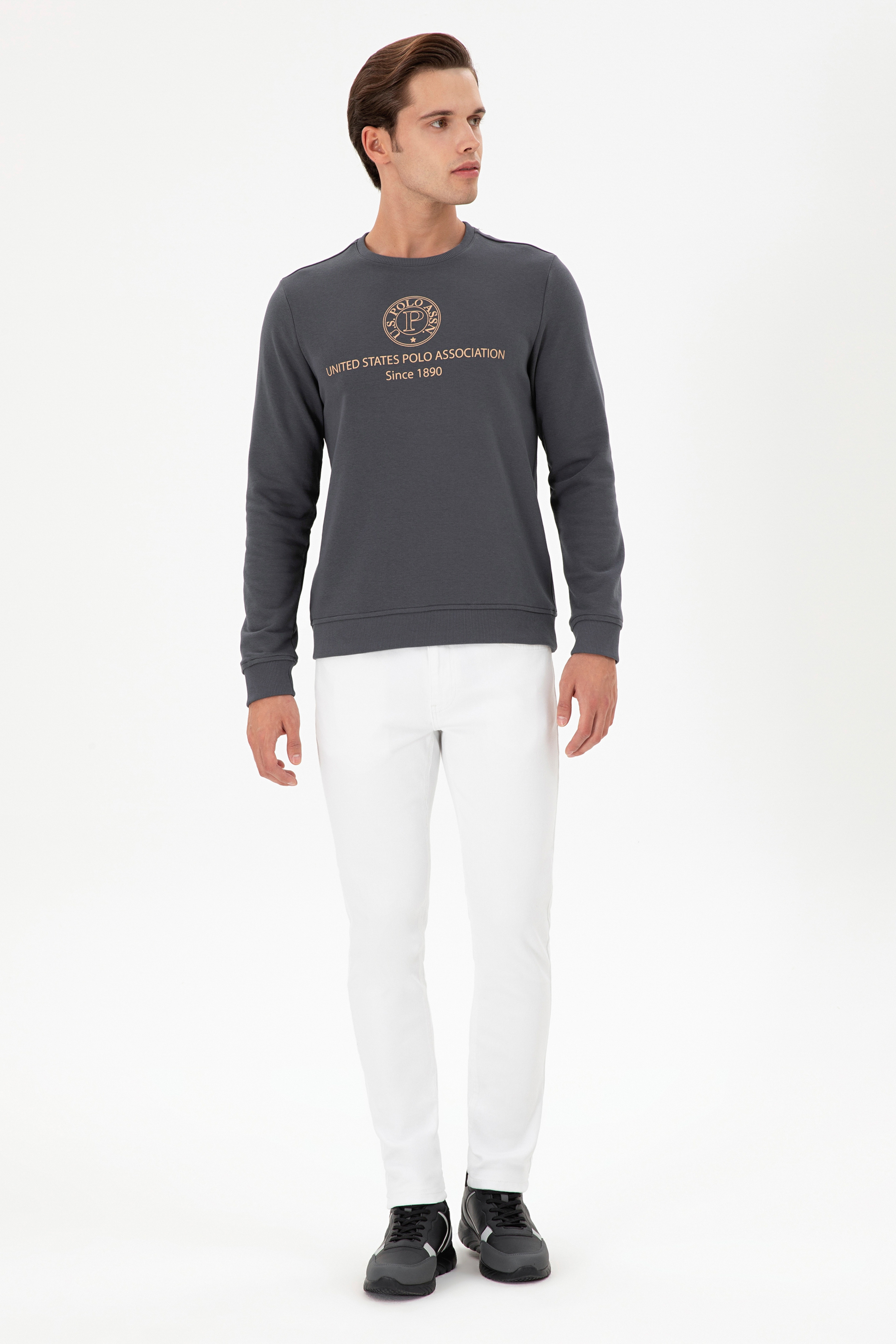 Erkek Regular Fit Bisiklet Yaka Antrasit Sweatshirt
