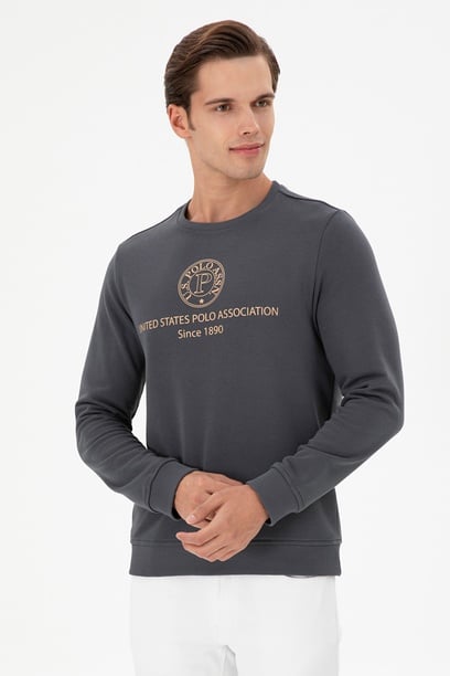 Erkek Regular Fit Bisiklet Yaka Antrasit Sweatshirt