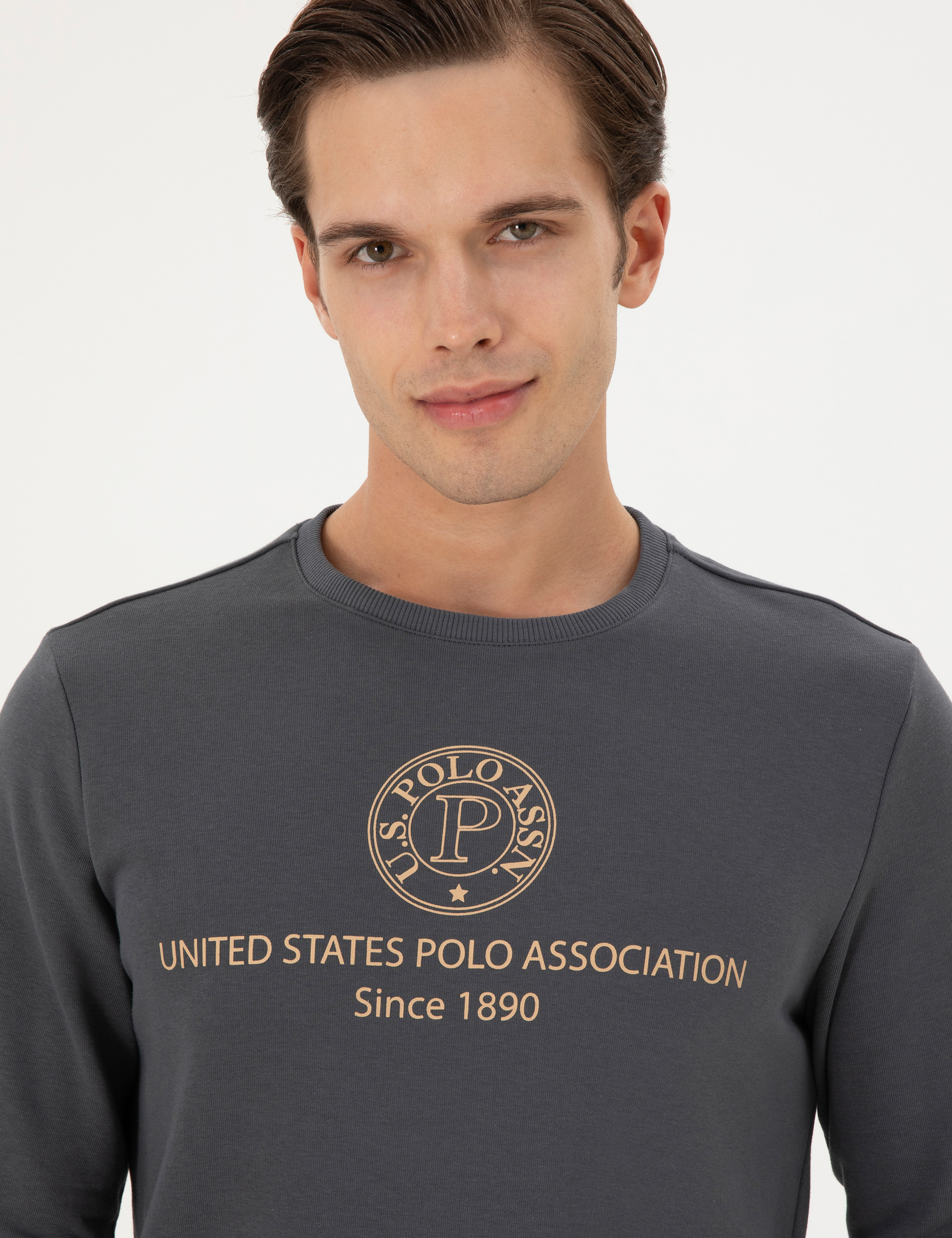 Erkek Regular Fit Bisiklet Yaka Antrasit Sweatshirt - Image 2