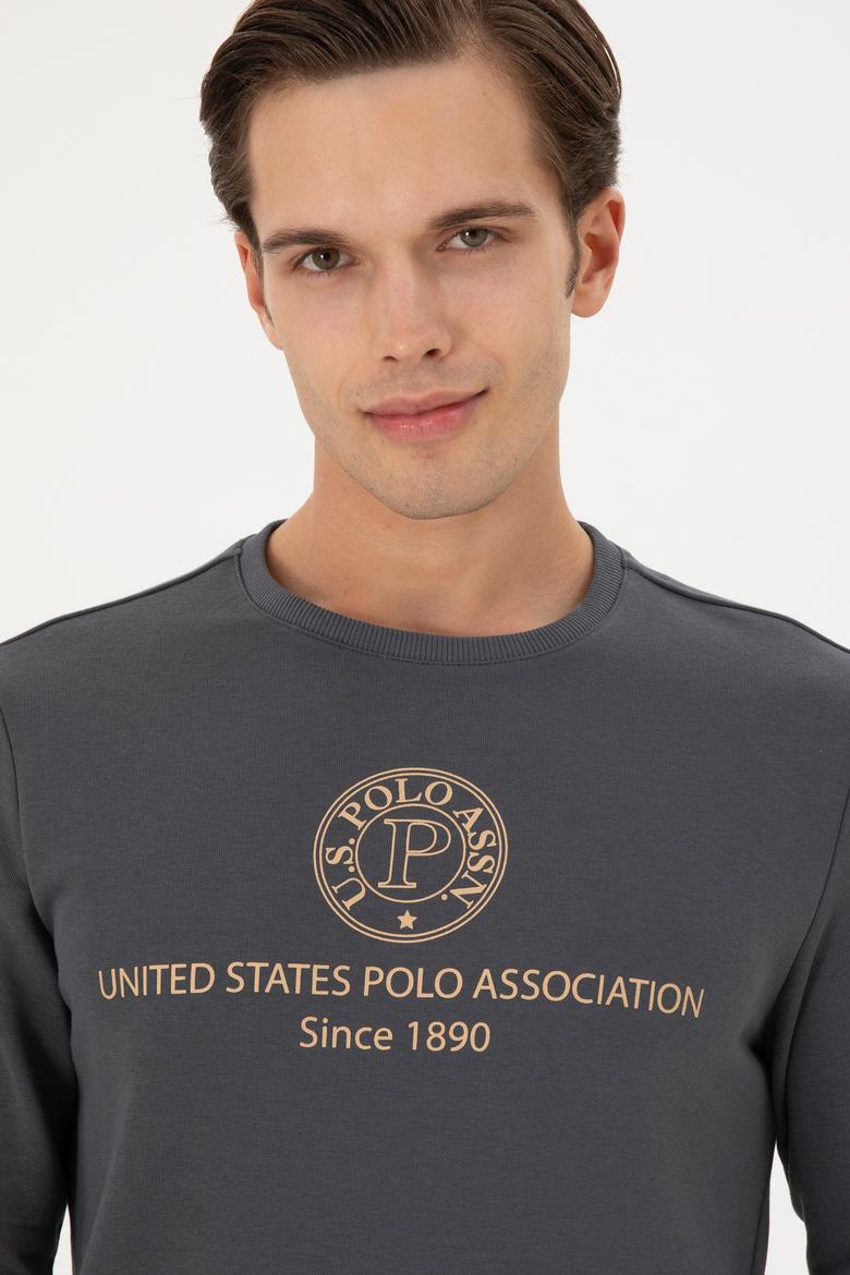 Erkek Regular Fit Bisiklet Yaka Antrasit Sweatshirt - 50293424018