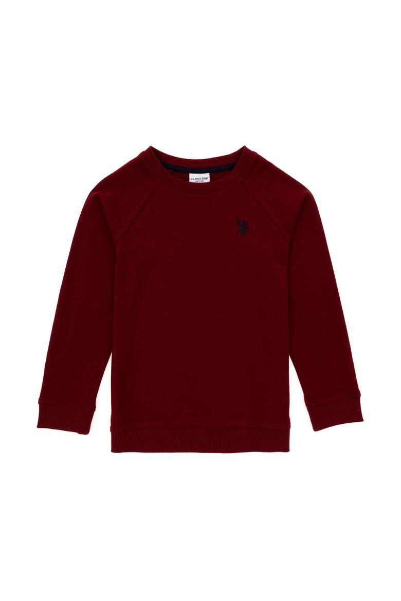 Erkek Çocuk Bordo Basic Bisiklet Yaka Sweatshirt