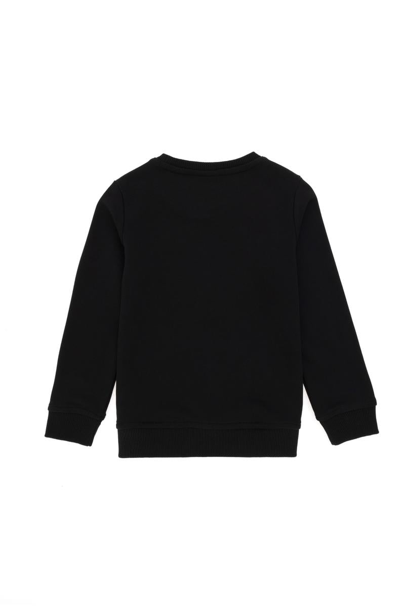 Erkek Çocuk Siyah Basic Bisiklet Yaka Sweatshirt