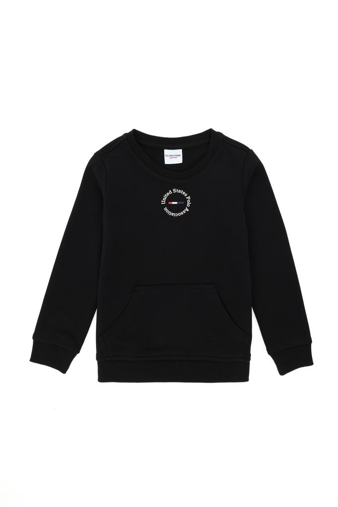 Erkek Çocuk Siyah Basic Bisiklet Yaka Sweatshirt