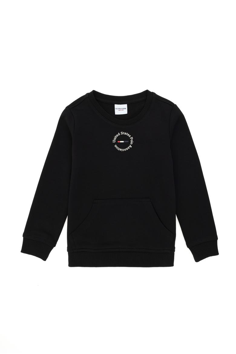 Erkek Çocuk Siyah Basic Bisiklet Yaka Sweatshirt