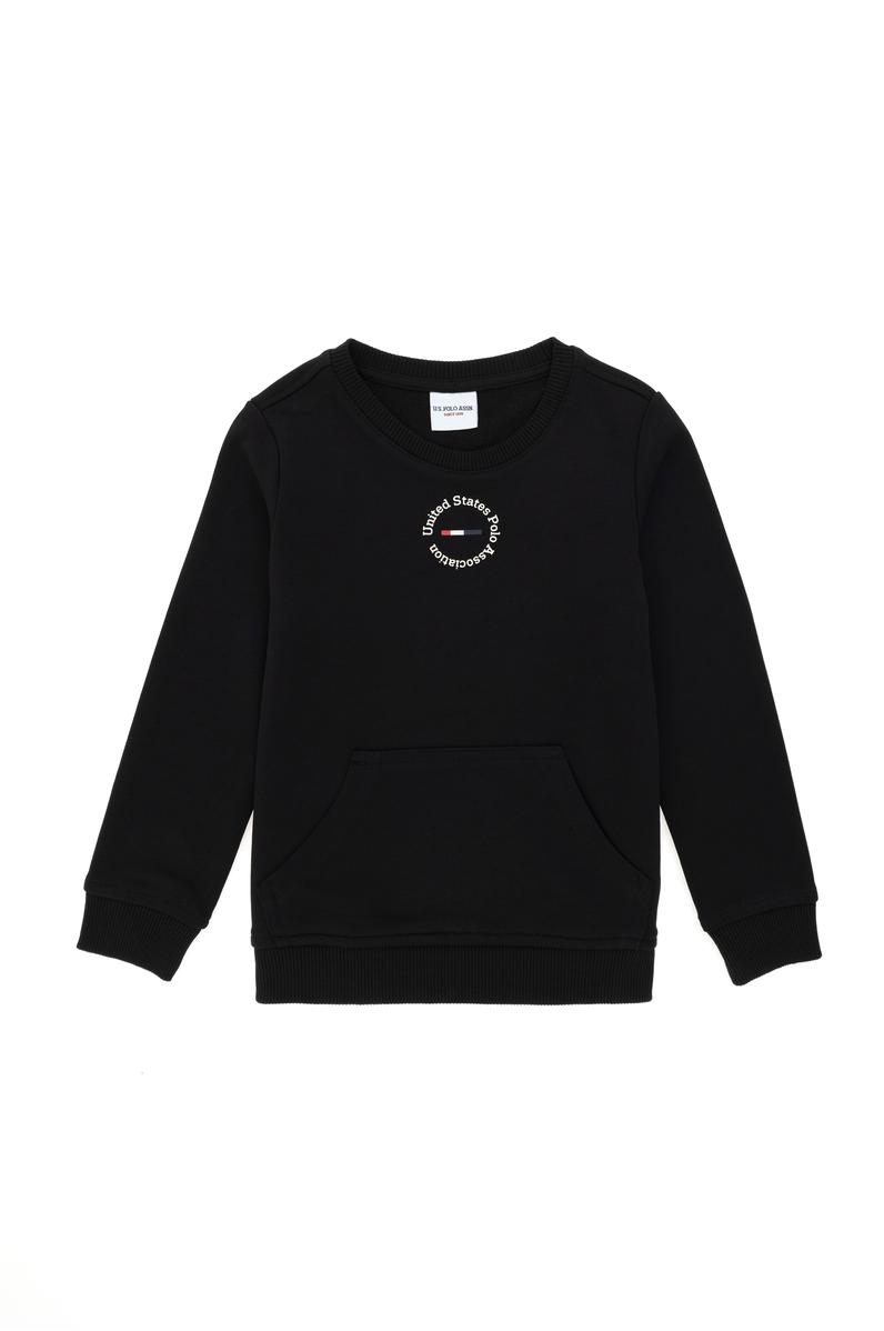 Erkek Çocuk Siyah Basic Bisiklet Yaka Sweatshirt