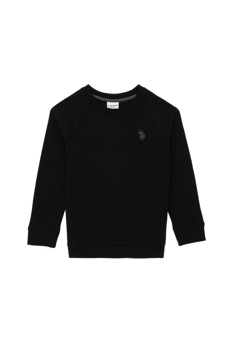 Erkek Çocuk Siyah Basic Bisiklet Yaka Sweatshirt