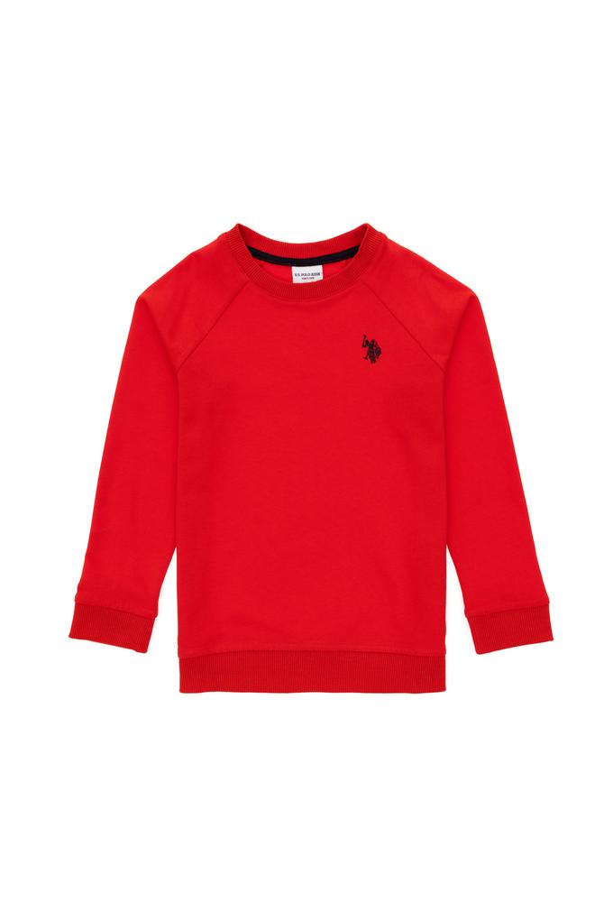 Erkek Çocuk Kırmızı Basic Bisiklet Yaka Sweatshirt