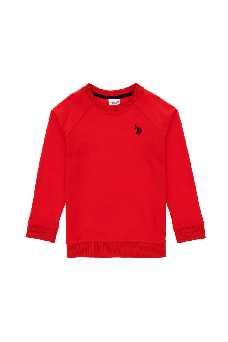 Erkek Çocuk Kırmızı Basic Bisiklet Yaka Sweatshirt