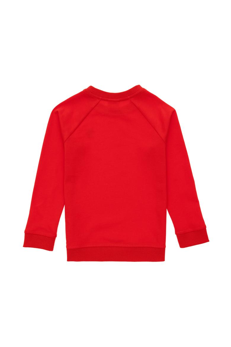 Erkek Çocuk Kırmızı Basic Bisiklet Yaka Sweatshirt - 50293633154