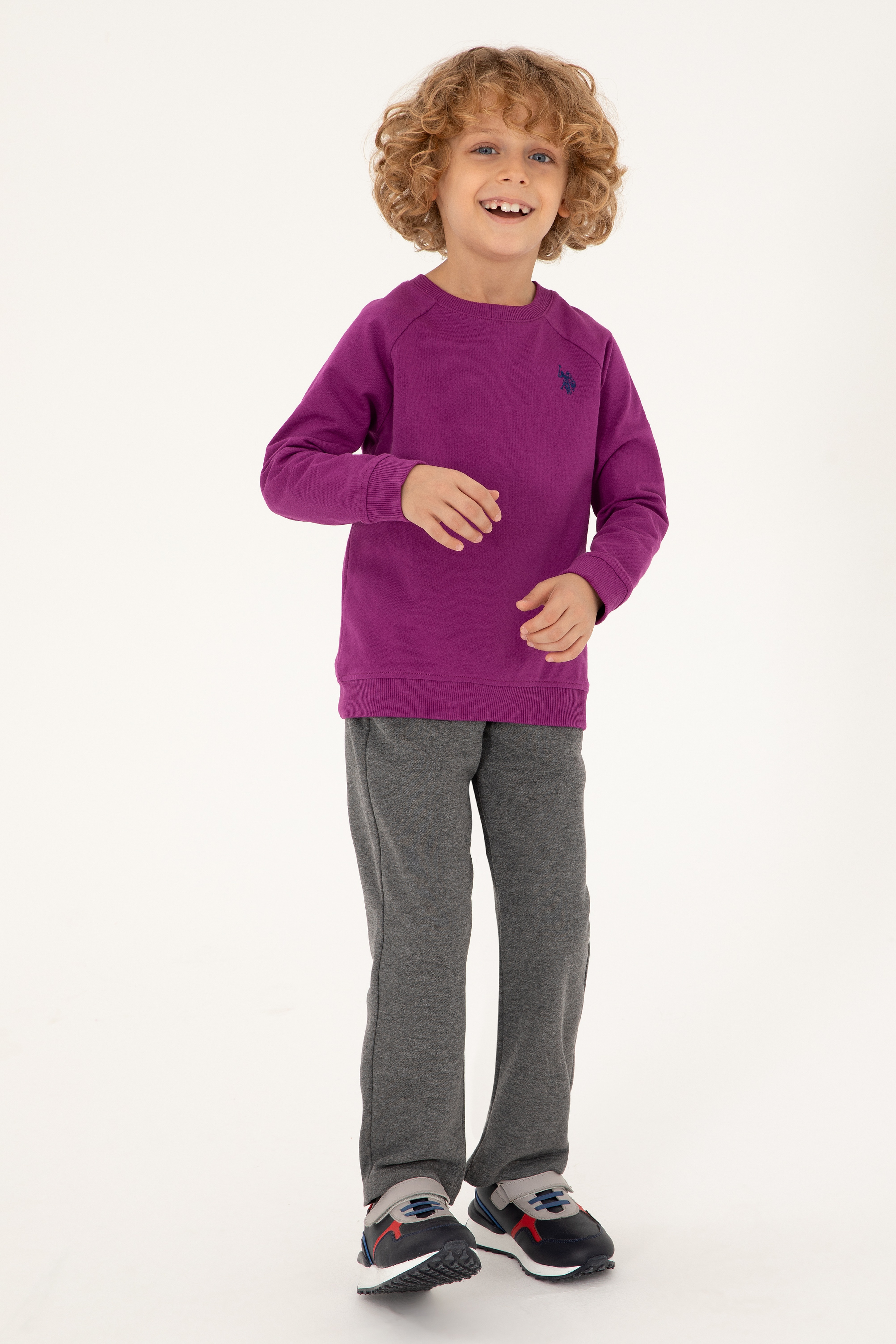 Erkek Çocuk Menekşe Basic Bisiklet Yaka Sweatshirt