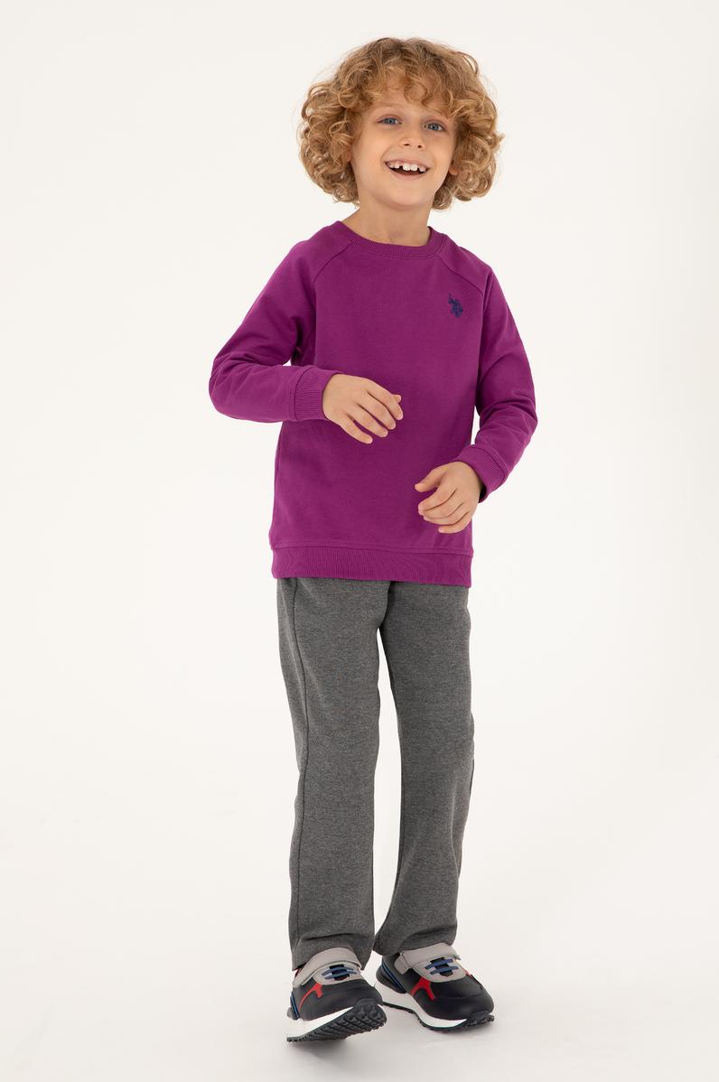 Erkek Çocuk Menekşe Basic Bisiklet Yaka Sweatshirt