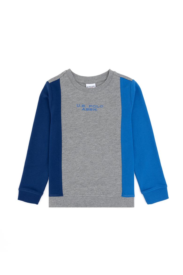 Erkek Çocuk Gri Melanj Bisiklet Yaka Sweatshirt - 50293646018