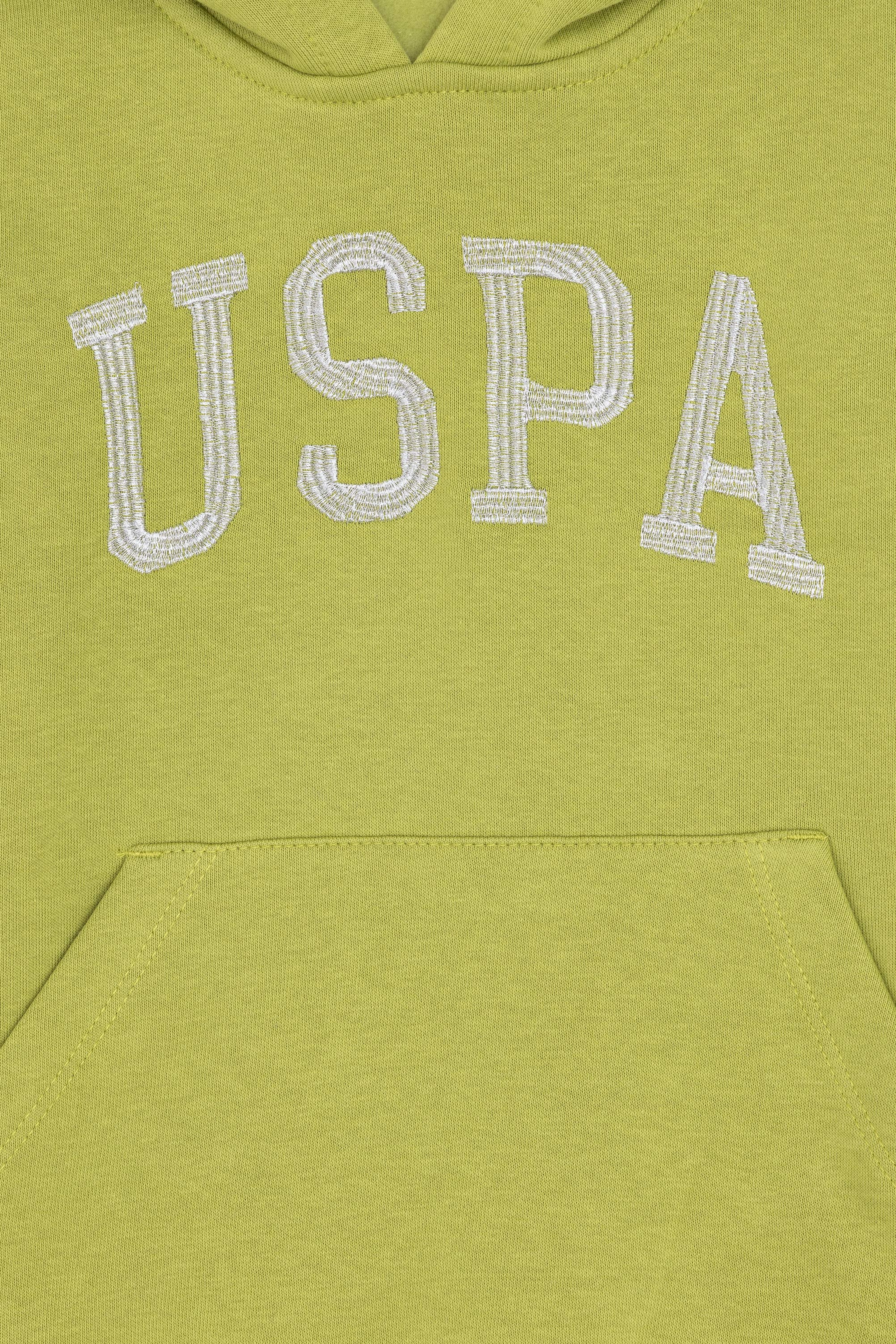 Kız Çocuk Fıstık Yeşili Kapüşonlu Basic Sweatshirt - Image 3