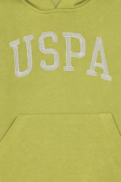 Kız Çocuk Fıstık Yeşili Kapüşonlu Basic Sweatshirt